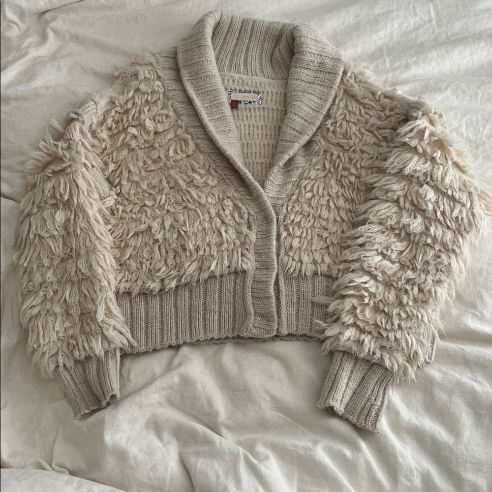 Pilcro Beige Textured Knit Cardigan